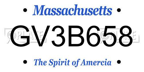 GV3B658 Massachusetts License Plate
