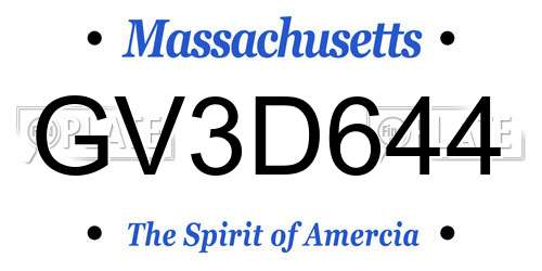 GV3D644 Massachusetts License Plate