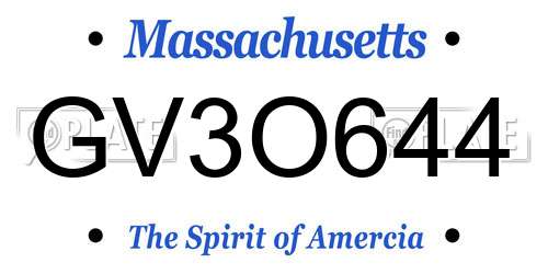 GV3O644 Massachusetts License Plate