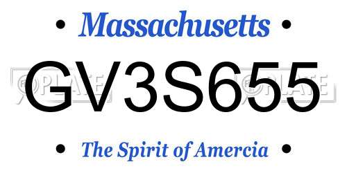 GV3S655 Massachusetts License Plate