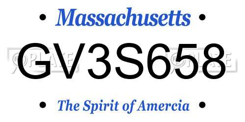 GV3S658 Massachusetts License Plate
