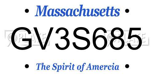 GV3S685 Massachusetts License Plate