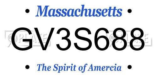 GV3S688 Massachusetts License Plate