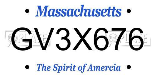 GV3X676 Massachusetts License Plate