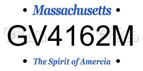 GV4162M Massachusetts License Plate