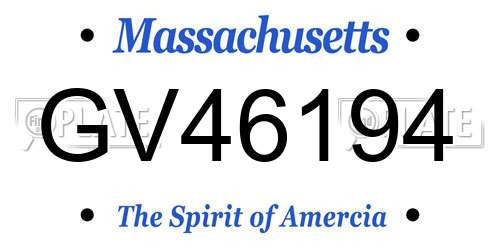 GV46194 Massachusetts License Plate
