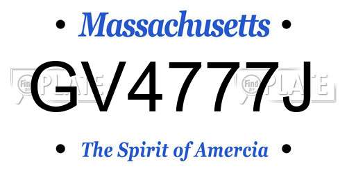 GV4777J Massachusetts License Plate