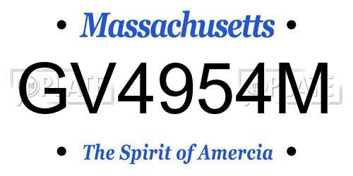 GV4954M Massachusetts License Plate