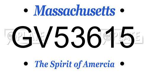 GV53615 Massachusetts License Plate