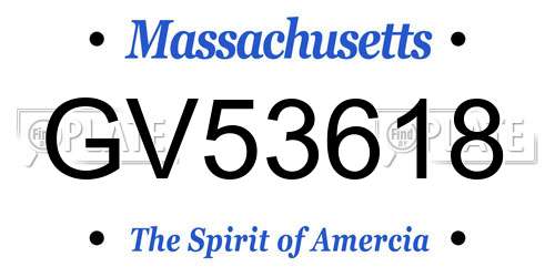 GV53618 Massachusetts License Plate