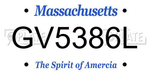 GV5386L Massachusetts License Plate