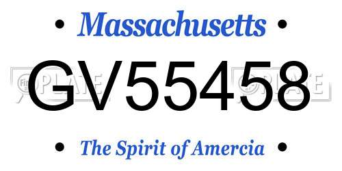 GV55458 Massachusetts License Plate