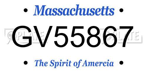 GV55867 Massachusetts License Plate