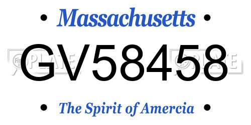 GV58458 Massachusetts License Plate
