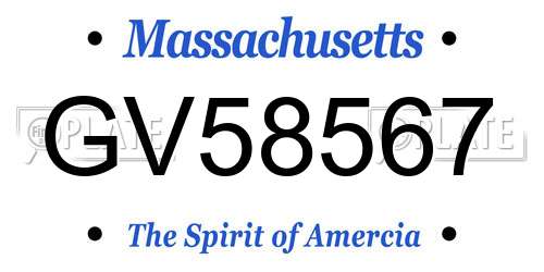 GV58567 Massachusetts License Plate