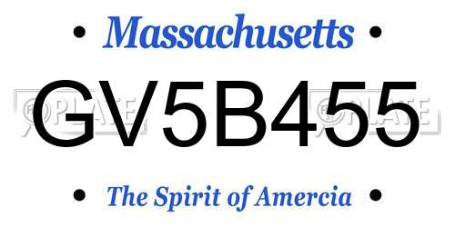 GV5B455 Massachusetts License Plate