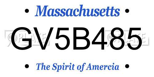 GV5B485 Massachusetts License Plate