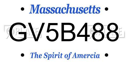 GV5B488 Massachusetts License Plate