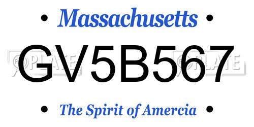 GV5B567 Massachusetts License Plate