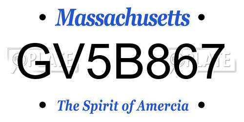 GV5B867 Massachusetts License Plate