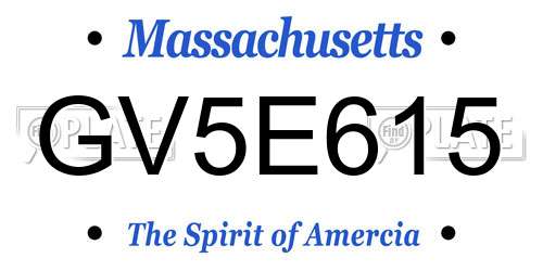 GV5E615 Massachusetts License Plate