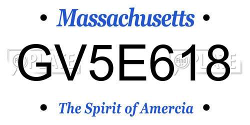 GV5E618 Massachusetts License Plate