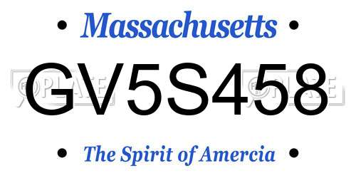 GV5S458 Massachusetts License Plate