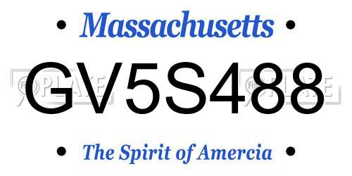 GV5S488 Massachusetts License Plate