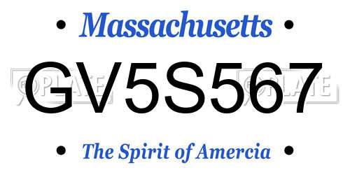 GV5S567 Massachusetts License Plate