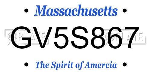 GV5S867 Massachusetts License Plate