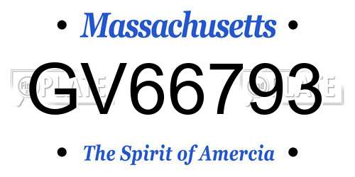 GV66793 Massachusetts License Plate