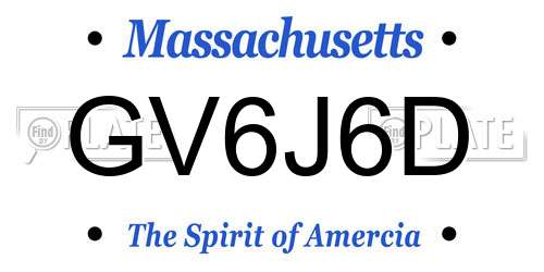 GV6J6D Massachusetts License Plate