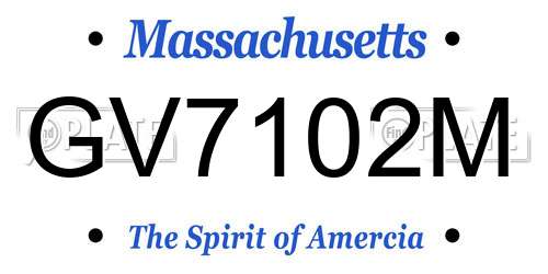 GV7102M Massachusetts License Plate