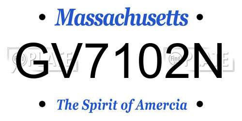 GV7102N Massachusetts License Plate