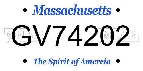 GV74202 Massachusetts License Plate