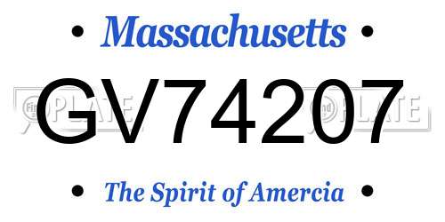 GV74207 Massachusetts License Plate