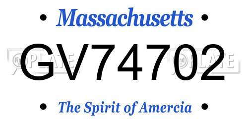 GV74702 Massachusetts License Plate