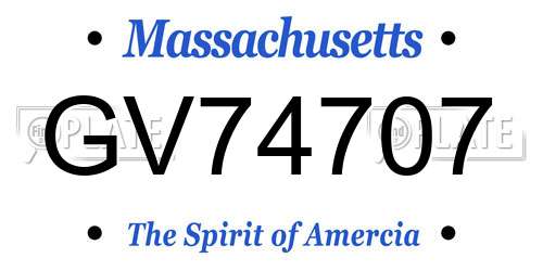 GV74707 Massachusetts License Plate