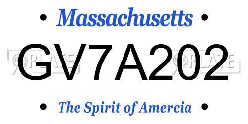 GV7A202 Massachusetts License Plate