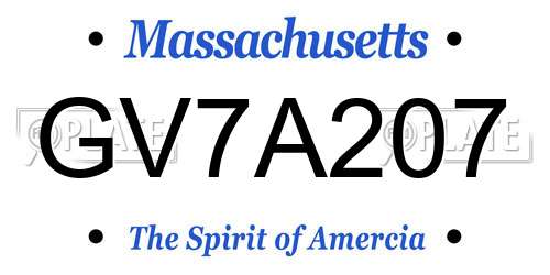 GV7A207 Massachusetts License Plate