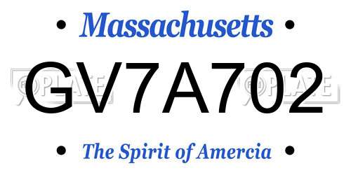 GV7A702 Massachusetts License Plate