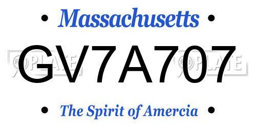GV7A707 Massachusetts License Plate