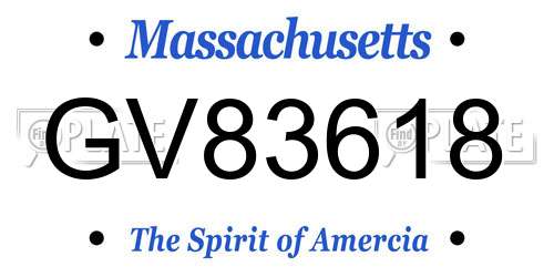 GV83618 Massachusetts License Plate