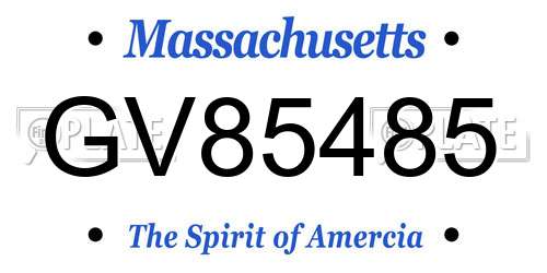 GV85485 Massachusetts License Plate