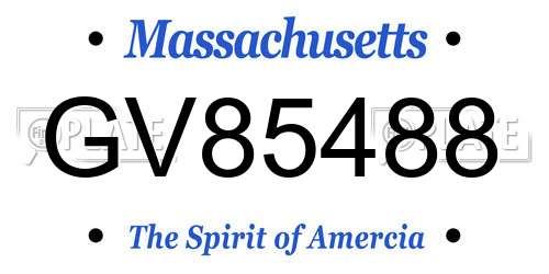 GV85488 Massachusetts License Plate