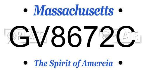 GV8672C Massachusetts License Plate