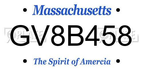 GV8B458 Massachusetts License Plate