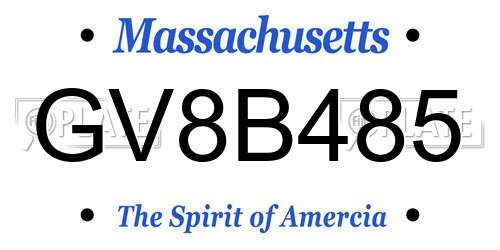 GV8B485 Massachusetts License Plate