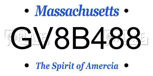 GV8B488 Massachusetts License Plate