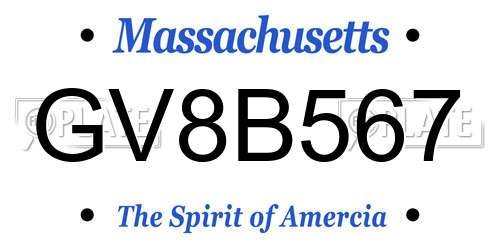 GV8B567 Massachusetts License Plate